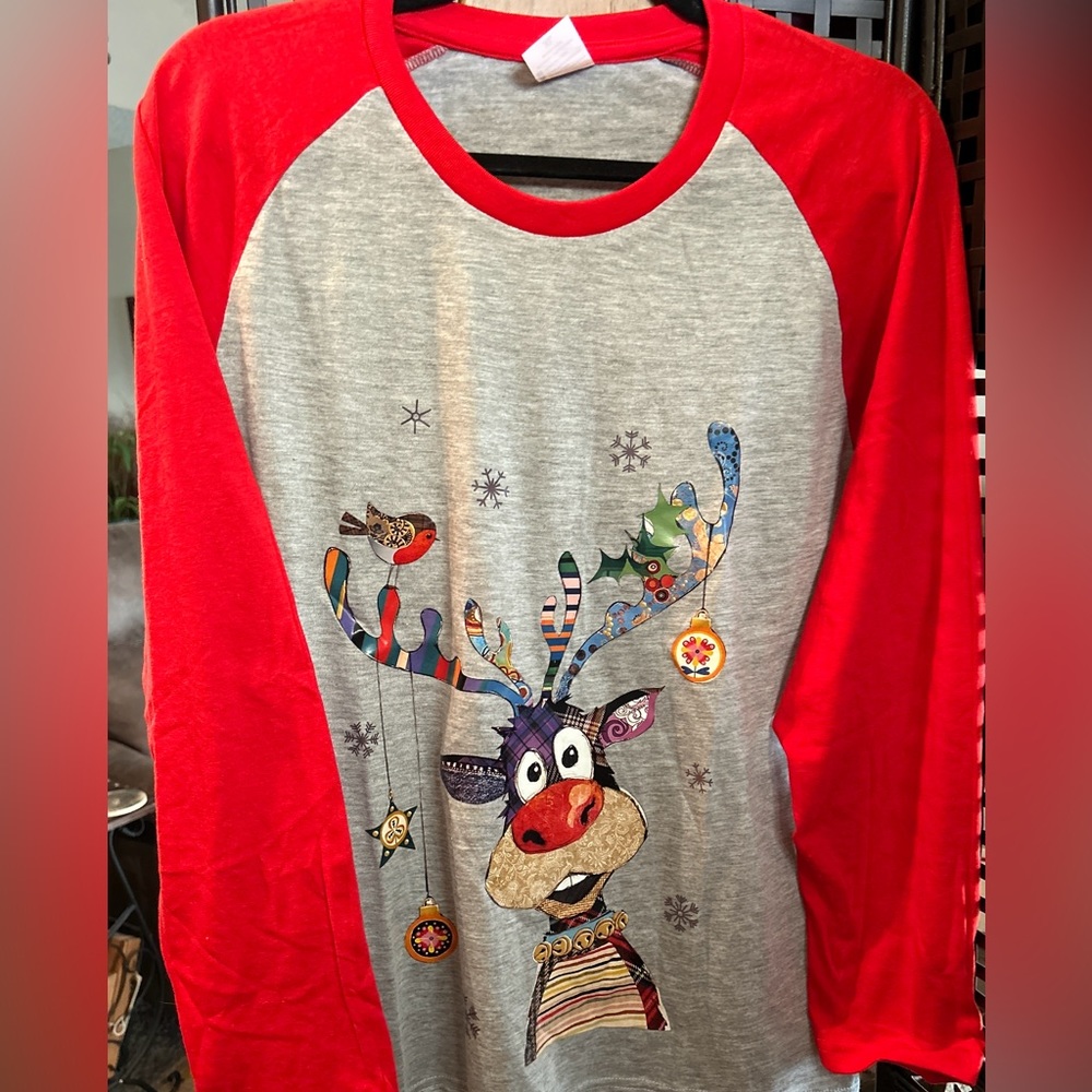 New Women’s Rudolph Christmas baseball tee